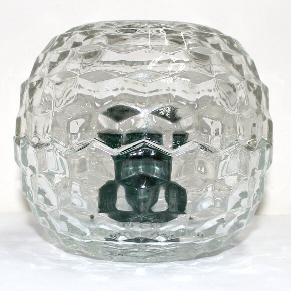 Vintage Homco 2 Piece Clear Glass Patterned Candle Holder - No Box - Picture 3 of 16